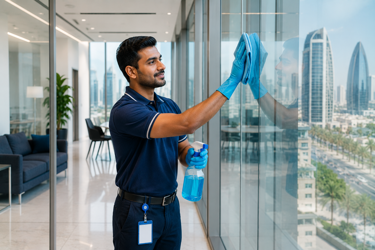 Interior and exterior glass cleaning